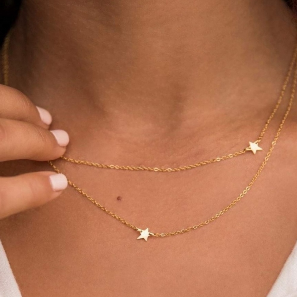 Jennifer Zeuner Star Double Necklace Yellow Gold